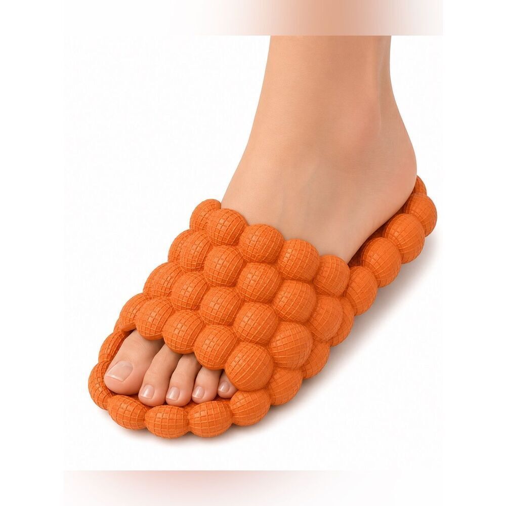 Amazon Orange Bubble Textured Mules